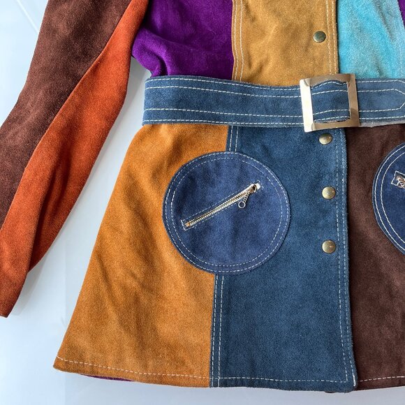 $800 Firm! VINTAGE 70s Patchwork Suede Jacket Boho Funky - Picture 6 of 16